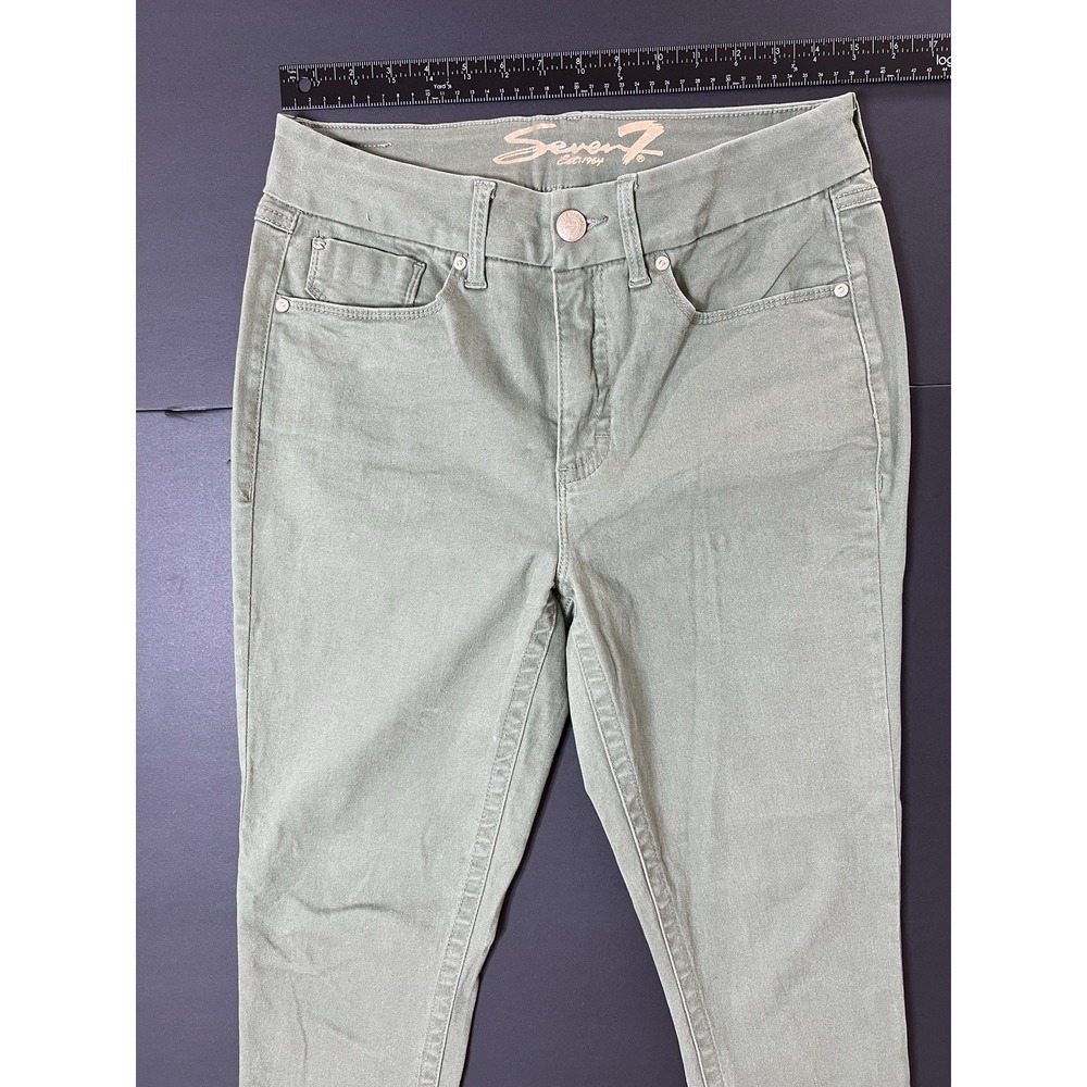 Seven 7 Jeans Tummy Less Highrise Skinny Women's 10 Green Luxury Designer Boho - Picture 5 of 12
